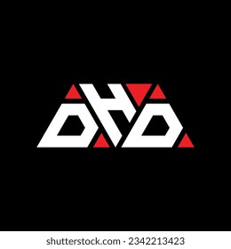 DHD triangle letter logo design with triangle shape. DHD triangle logo design monogram. DHD triangle vector logo template with red color. DHD triangular logo Simple, Elegant, and Luxurious design.