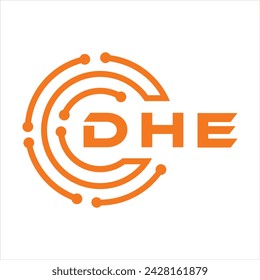 Diseño de letra DHE. Diseño del logotipo de la tecnología de letras de DHE sobre un fondo blanco. Diseño de logotipo de DHE Monogram para emprendedores y empresas.