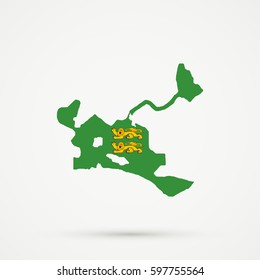 Dhekelia map in Dhekelia flag colors, editable vector.