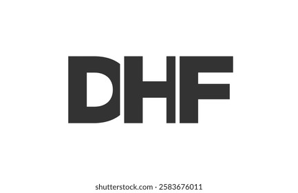 DHF logo design template with strong and modern bold text. Initial based vector logotype featuring simple and minimal typography. Trendy company identity ideal for businesses brand presence.