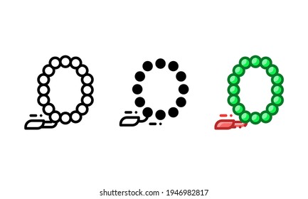 Dhikr icon. With outline, glyph, and filled outline styles