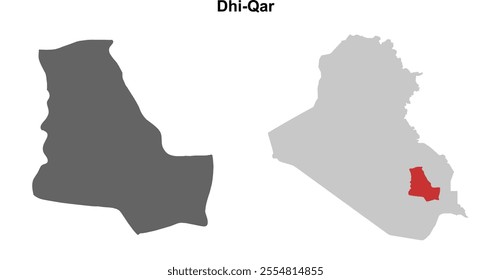 Dhi-Qar governorate blank outline map set