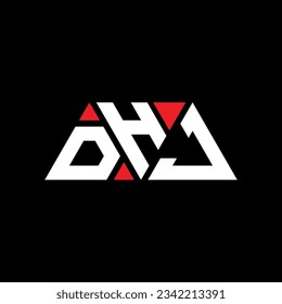 DHJ triangle letter logo design with triangle shape. DHJ triangle logo design monogram. DHJ triangle vector logo template with red color. DHJ triangular logo Simple, Elegant, and Luxurious design.
