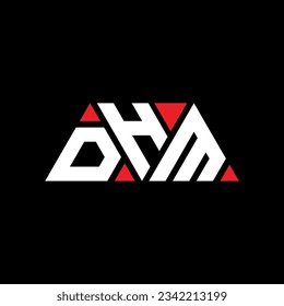 DHM triangle letter logo design with triangle shape. DHM triangle logo design monogram. DHM triangle vector logo template with red color. DHM triangular logo Simple, Elegant, and Luxurious design.