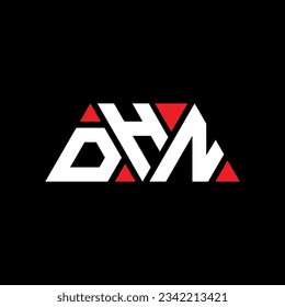 DHN triangle letter logo design with triangle shape. DHN triangle logo design monogram. DHN triangle vector logo template with red color. DHN triangular logo Simple, Elegant, and Luxurious design.