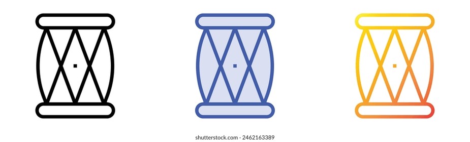 dholak icon. Linear, Blue Fill and Gradient Style Design Isolated On White Background