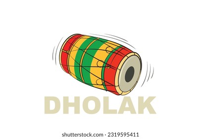 dholak instrument color vector illustration