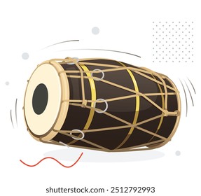 Dholak - a two-headed hand drum as a folk percussion instrument - Stock Illustration as EPS 10 File