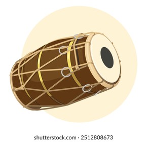 Dholak - a two-headed hand drum as a folk percussion instrument - Stock Illustration as EPS 10 File