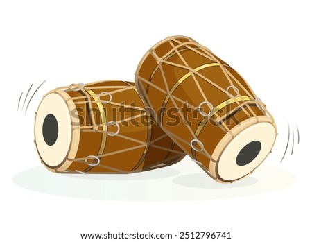 Dholak - a two-headed hand drum as a folk percussion instrument - Stock Illustration as EPS 10 File