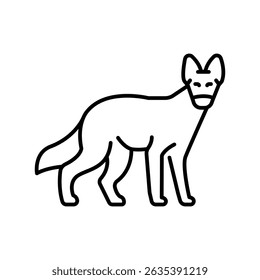 dhole black line icon for digital and print projects. Asian animals. Minimal clean icons for apps and websites. Modern simple icons for UI UX and branding