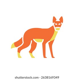 dhole color flat icon for digital and print projects. Asian animals. Minimal clean icons for apps and websites. Modern simple icons for UI UX and branding