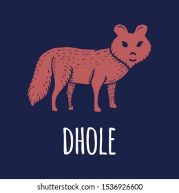 Dhole or Dog or Wolf or Fox Hand Drawn on White Background. Vector illustration