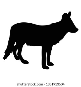 Dhole Silhouette, Cuon Alpinus, Animal Vector Illustration.