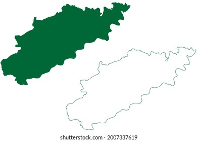 Dholpur district (Rajasthan State, Republic of India) map vector illustration, scribble sketch Dholpur map