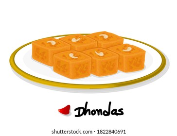 Dhondas indian Sweet Dish Food Vector