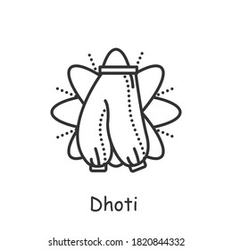 Dhoti line icon. Traditional mens indian wide trousers, pants. Indian clothes, outfit. National costume.Indian culture, traditions and customs. Isolated vector illustration. Editable stroke 