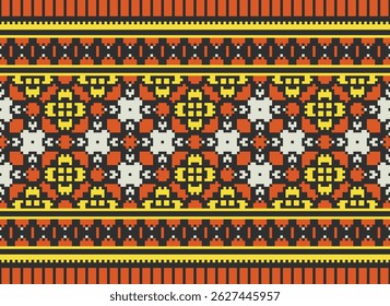 Dhoti Pattern Seamless Native American, Motif embroidery, Pixel Ikat embroidery vector Design for Print scandinavian pattern saree ethnic nativity gypsy pattern