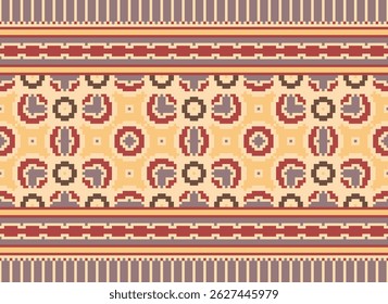 Padrão Dhoti Sem costura nativo americano, Motif bordado, Pixel Ikat bordado vetor Design para impressão jacquard padrão eslavo folclore padrão kente arabesque