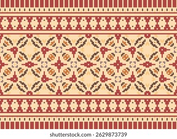 Dhoti Pattern Seamless Native American, Motif embroidery, Pixel Ikat embroidery vector Design for Print border embroidery ancient egypt