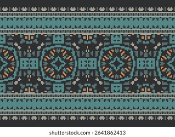 Dhoti Pattern Seamless Scandinavian pattern Motif embroidery, Pixel Ikat embroidery vector Design for Print pattern vintage flower folk navajo patchwork pattern