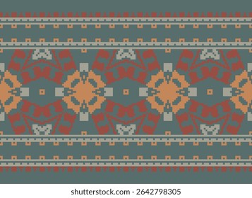 Padrão Dhoti Padrão escandinavo padrão sem costura bordado Motif, Pixel Ikat vetor bordado Design para imprimir jacquard padrão eslavo padrão folclore padrão kente arabesque