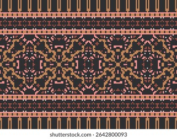 Dhoti Pattern Seamless Scandinavian pattern Motif embroidery, Pixel Ikat embroidery vector Design for Print egyptian pattern tibetan mandala bandanna