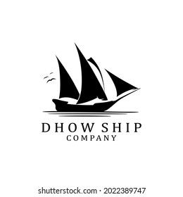 Dhow Ship Logo With Three Sails Blowing In The Wind