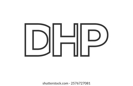 DHP logo design template with strong and modern bold text. Initial based vector logotype featuring simple and minimal typography. Trendy company identity ideal for businesses brand presence.