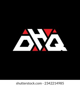 DHQ triangle letter logo design with triangle shape. DHQ triangle logo design monogram. DHQ triangle vector logo template with red color. DHQ triangular logo Simple, Elegant, and Luxurious design.
