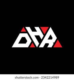 DHR triangle letter logo design with triangle shape. DHR triangle logo design monogram. DHR triangle vector logo template with red color. DHR triangular logo Simple, Elegant, and Luxurious design.