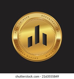 DHT Cryptocurrency new logo in black color concept on gold coin. dHedge DAO Block chain technology symbol. Vector illustration for banner, background, web, print, article.