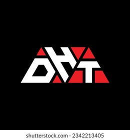 DHT triangle letter logo design with triangle shape. DHT triangle logo design monogram. DHT triangle vector logo template with red color. DHT triangular logo Simple, Elegant, and Luxurious design.