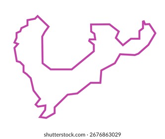 Dhubri District map line illustration of Assam state, India