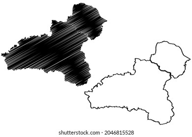 Dhule district (Maharashtra State, Nashik Division, Republic of India) map vector illustration, scribble sketch Dhule map
