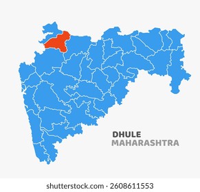 Dhule District Map Highlighted in Orange – Maharashtra, India
