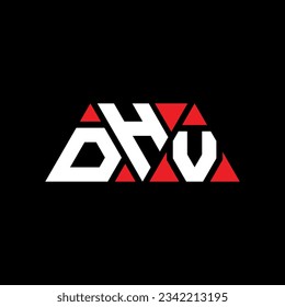 DHV triangle letter logo design with triangle shape. DHV triangle logo design monogram. DHV triangle vector logo template with red color. DHV triangular logo Simple, Elegant, and Luxurious design.