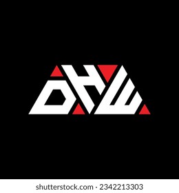 DHW triangle letter logo design with triangle shape. DHW triangle logo design monogram. DHW triangle vector logo template with red color. DHW triangular logo Simple, Elegant, and Luxurious design.