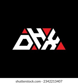 DHX triangle letter logo design with triangle shape. DHX triangle logo design monogram. DHX triangle vector logo template with red color. DHX triangular logo Simple, Elegant, and Luxurious design.