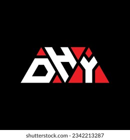 DHY triangle letter logo design with triangle shape. DHY triangle logo design monogram. DHY triangle vector logo template with red color. DHY triangular logo Simple, Elegant, and Luxurious design.