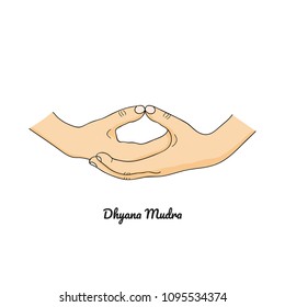 Dhyana Mudra / Gesture of Meditation. Vector.