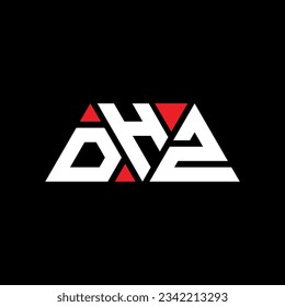 DHZ triangle letter logo design with triangle shape. DHZ triangle logo design monogram. DHZ triangle vector logo template with red color. DHZ triangular logo Simple, Elegant, and Luxurious design.