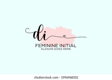 DI beauty monogram and elegant logo design handwriting logo of initial signature, wedding, fashion, floral and botanical with creative template.