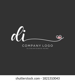 DI Beauty vector logotipo inicial, logotipo de escritura a mano de firma inicial, boda, moda, joyería, boutique, floral y botánica con plantilla creativa para cualquier empresa o negocio.