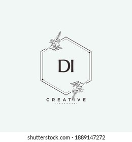DI Beauty vectorial arte inicial del logo, logo de escritura a mano de firma inicial, boda, moda, joyas, boutique, floral y botánica con plantilla creativa para cualquier empresa o negocio.
