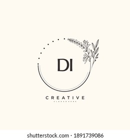 DI Beauty vector initial logo art, handwriting logo of initial signature, wedding, fashion, jewerly, boutique, floral and botanical with creative template for any company or business.