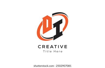 DI creative letter logo with circle area. Initial letter DI linked circle uppercase monogram logo. DI initial letter logo vector design.