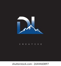 DI Creative Mountain Logo Negrito Gradiente Letra Marca Branding Design para Marcas de Negócios ao Ar Livre