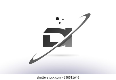 di d i alphabet letter logo black white grey swoosh creative text dots company vector icon design template
