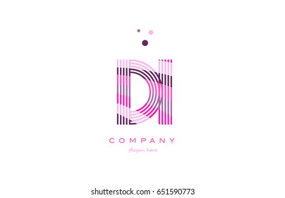 di d i alphabet letter logo pink purple line font creative text dots company vector icon design template